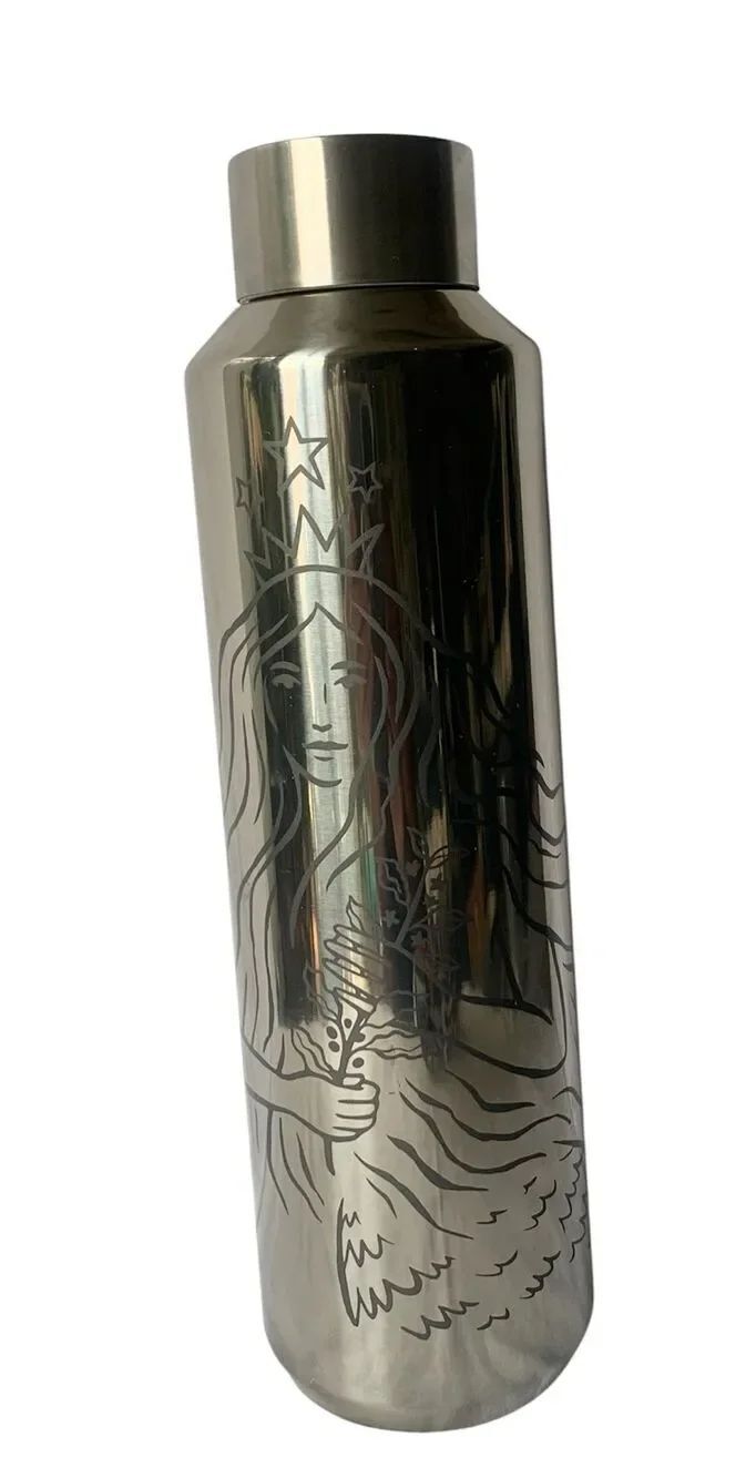 Starbucks 50th Anniversary Mermaid Silver Stainless Steel Travel Cup Bottle 20 o